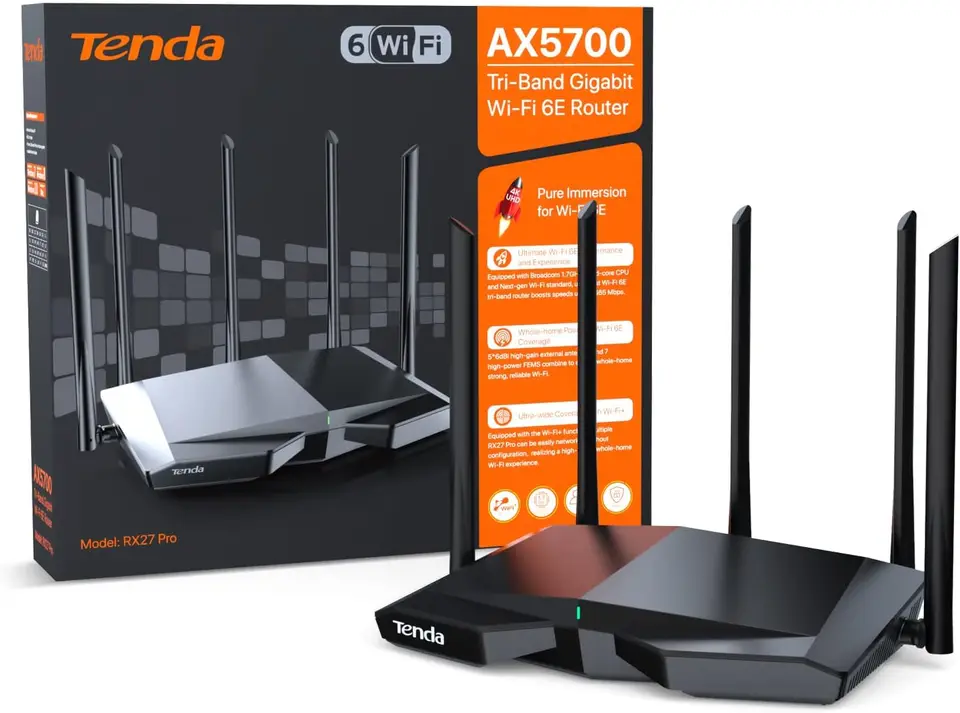 Router Tenda RX27 Pro WiFi 6E AX5700
