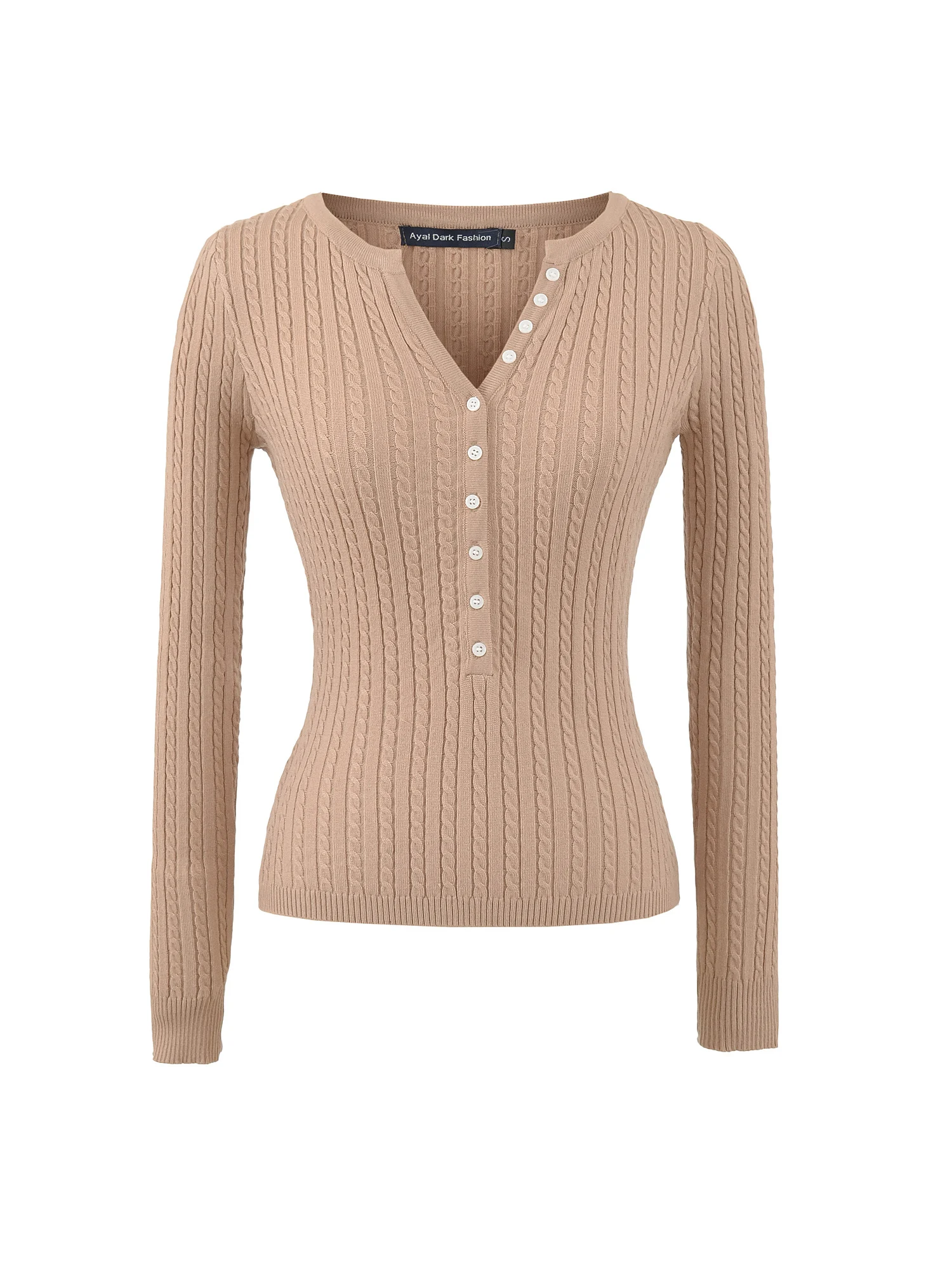 

Длинный вязаный свитер в стиле ретро с эластичной резинкой на талии и v-образным вырезом на пуговицах, женский утягивающий базовый слой, топ, винтажный Sle Faion