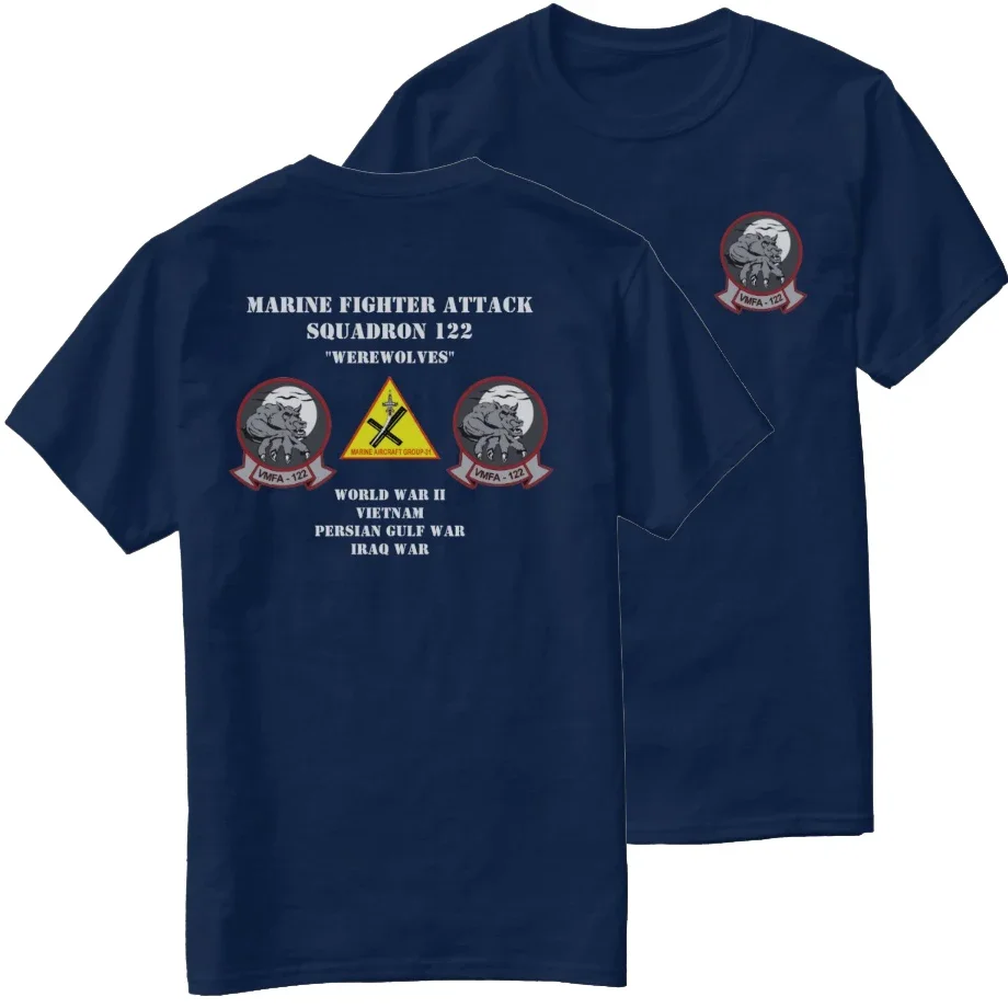 US Marine Corps VMFA-122 Werewolves F/A-18 Hornet Squadron T-Shirt 100% Cotton O-Neck Summer Short Sleeve Casual Mens T-shirt