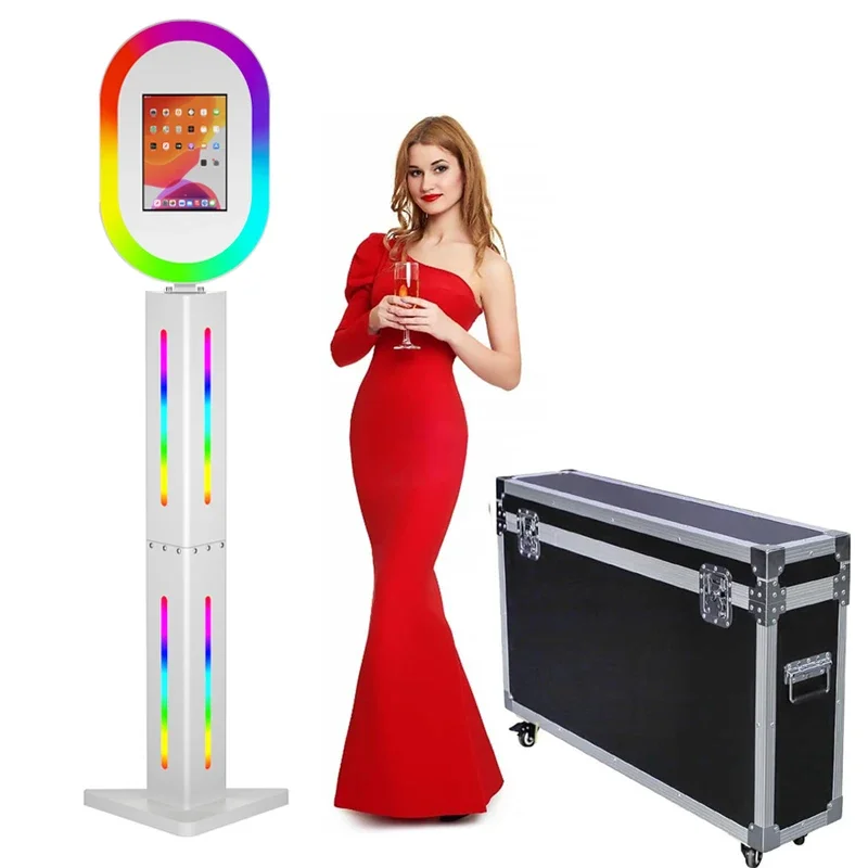 New Portable Stand Selfie Photo Booth Machine Metal Shell iPad Photo Booth With Ring Light for iPad 10.2'' 10.9'' 11'' 12.9''