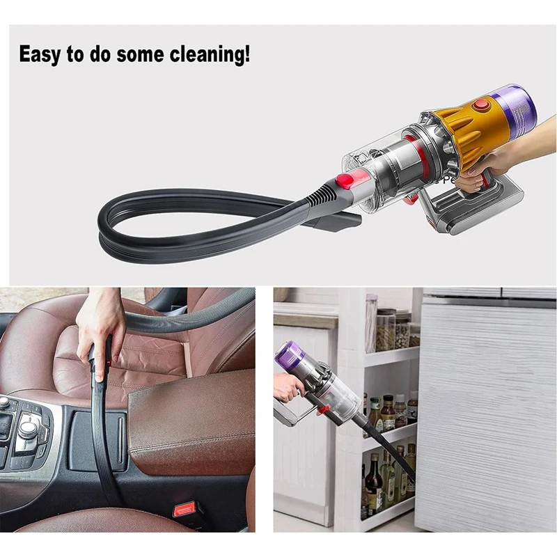 Flexible Nozzle Car Cleaning Kit Extension Hose Gray Plastic Compatible For Dyson V15 V11 V10 V8 V7