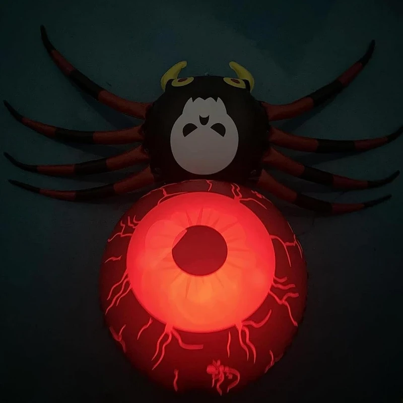 Araña inflable LED de PVC que brilla en la oscuridad, globo de araña, suministros para fiestas de Halloween, adornos de miedo para patio