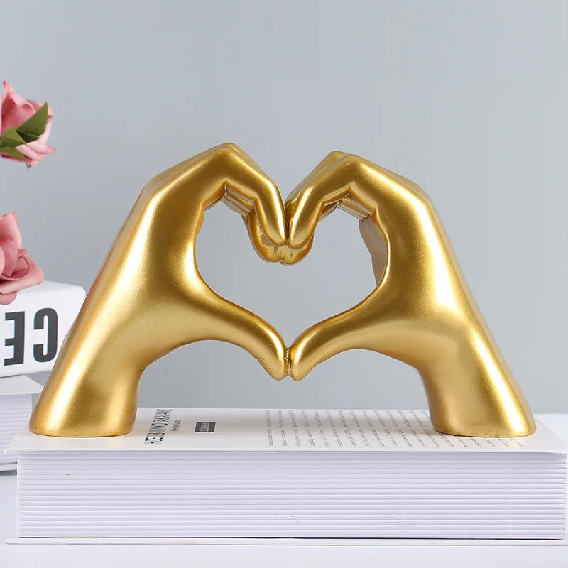 Creative Resin Love Gesture Sculpture Desktop Decoration Sculpture Doll Nordic Light Luxury Crafts Office Home Decoration