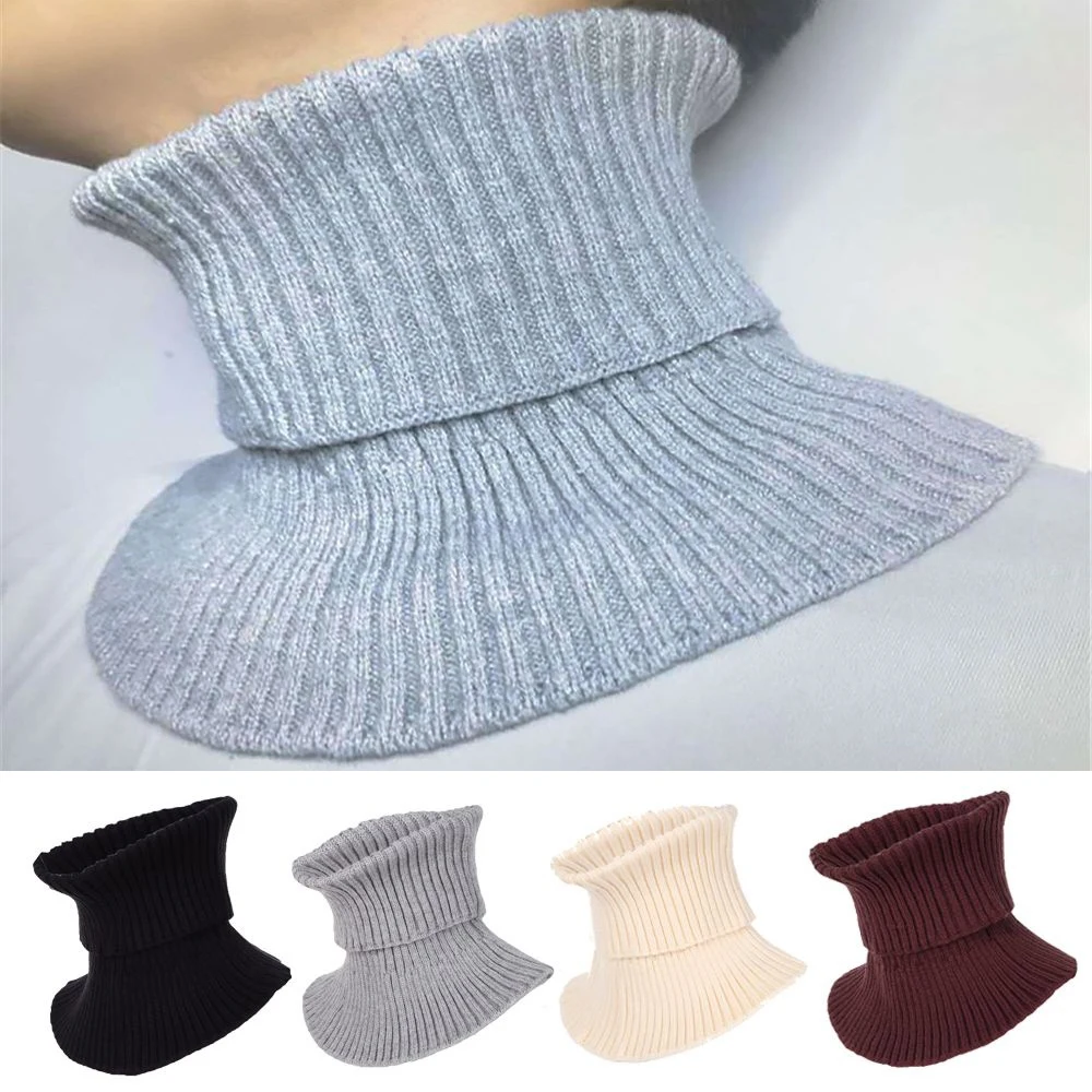 Men Women Fake Collar Scarf Knitted Turtleneck Elastic False Collar Scarf Warm Winter Windproof Ruffles Detachable Wrap Scarf