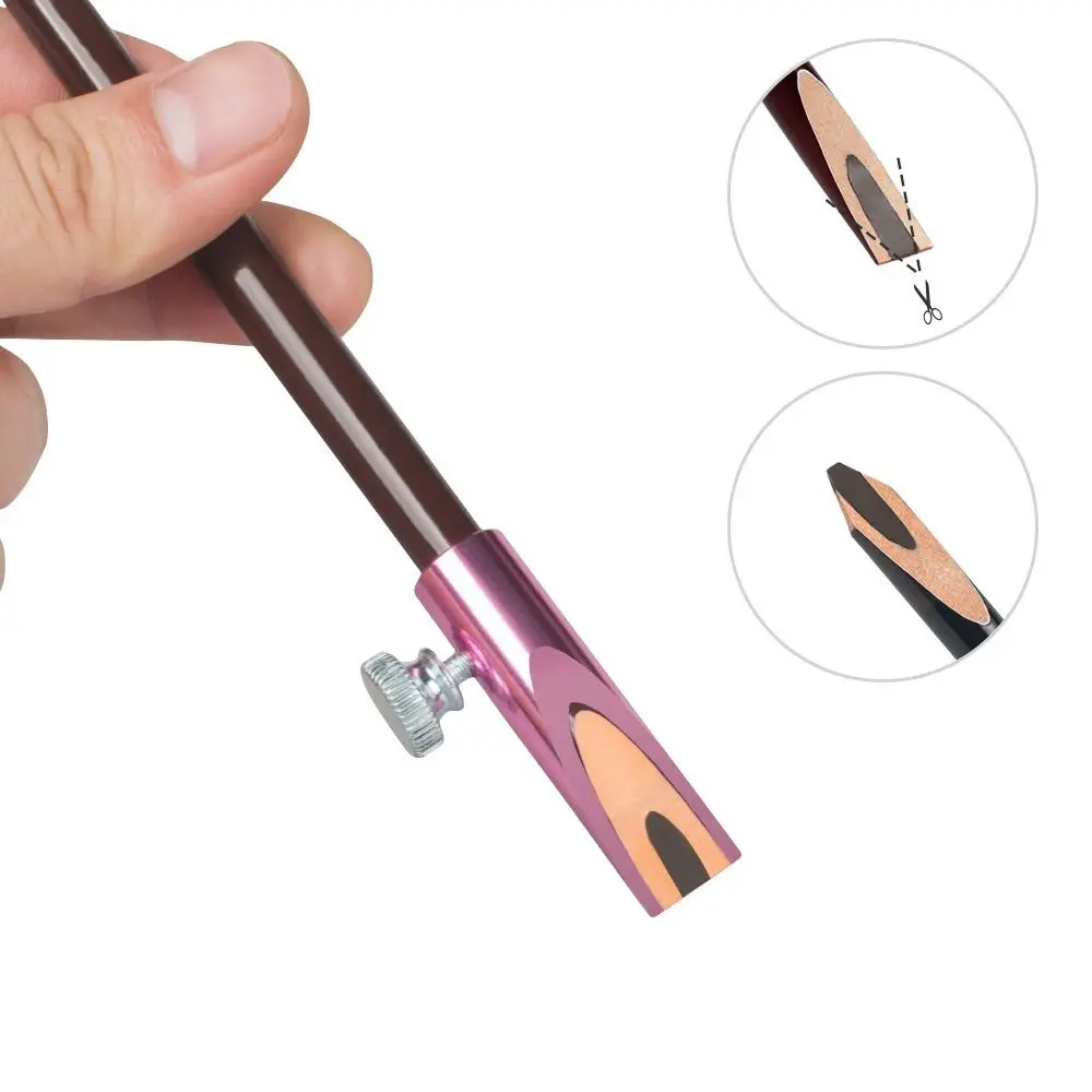 Professional Metal Eyebrow Pencil Sharpener Base Insert Slot Pen Tip Squashed Eyebrow Sharpening Slot Flattening Semi-permanent