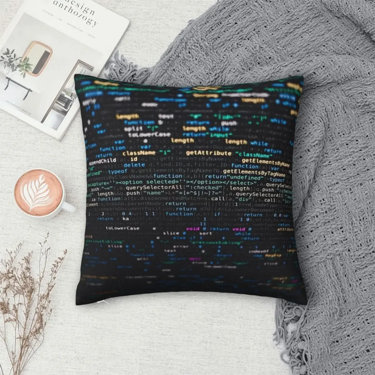 Software Developer Programming Code On Black Background Pillowcase Cushion Comfort Throw Pillow Sofa Decorative Cushions Used