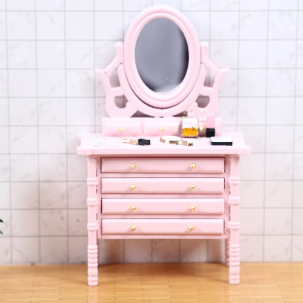 

Wooden Mini Dressing Table Miniature Furniture for House Decor Small Size Easy Placement Versatile Home Bedroom Scene Decoration