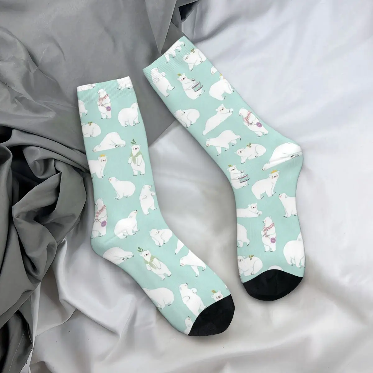 

All Seasons Crew Stockings Cute Cartoon Polar Bear Print Socks Funny Long Socks Accessories for Men Women Gifts