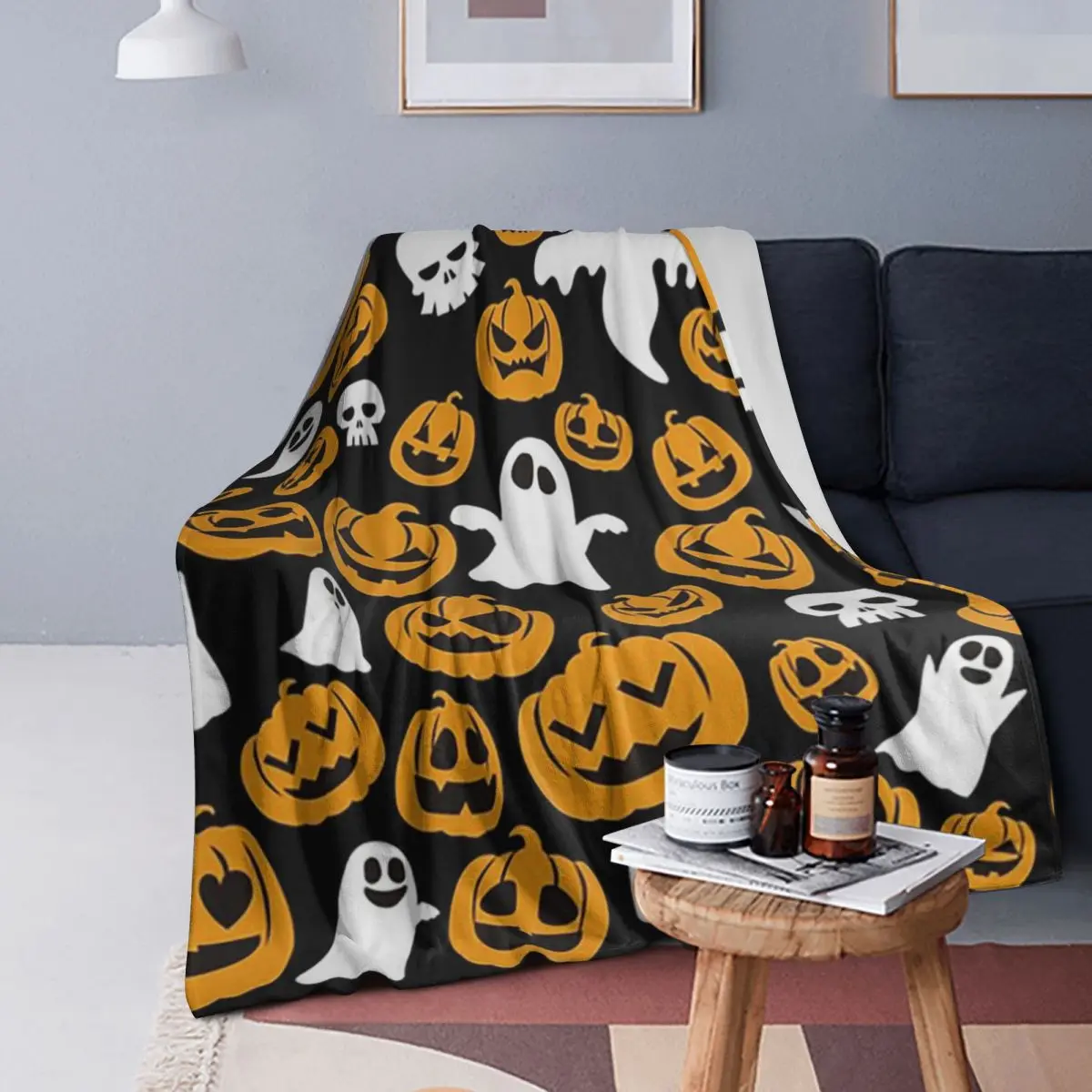 

Halloween Pumpkins And Ghosts Witch Party Blankets Soft Warm Flannel Throw Blanket Bedspread for Bed Picnic Travel Home Sofa