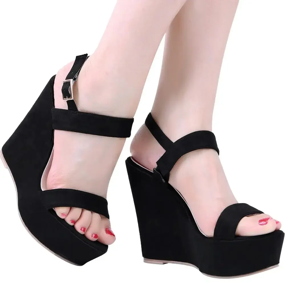 LOSLANDIFEN Open Toe Ankle Strap Platform Wedge Women Sandals Super High Cover Heel Gladiator Ladies Shoes Buckle Summer