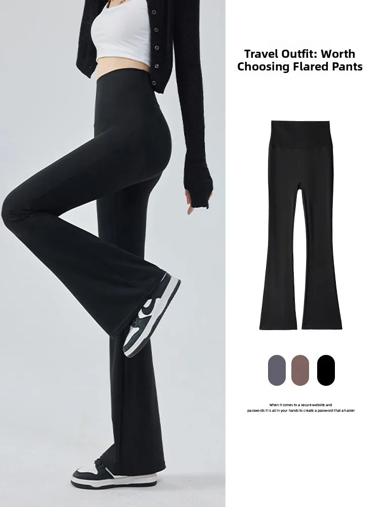 

High Waist Yoga Pants Bell Bot Thin Summer New Sle Tight Fit Tummy Control Butt Lifting ark Long Pants Ice Silk Casual