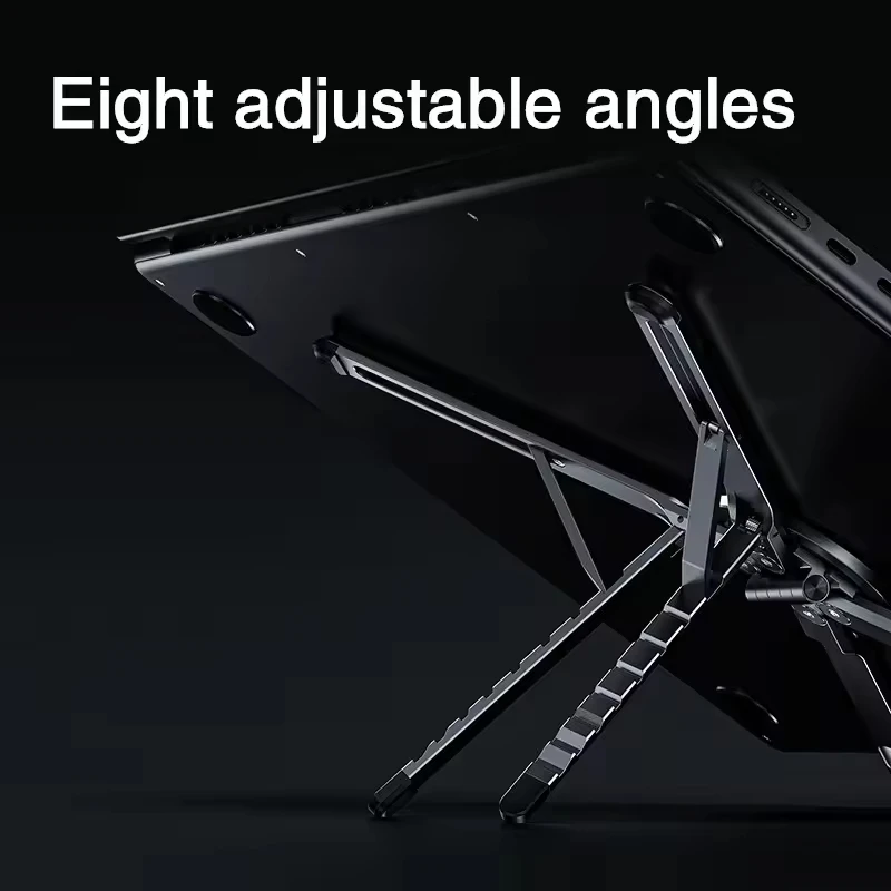 Adjustable Height Aluminum Alloy Laptop Tablet Phone Stand Magnetic Foldable Portable Cooling Desk Riser for Office Use
