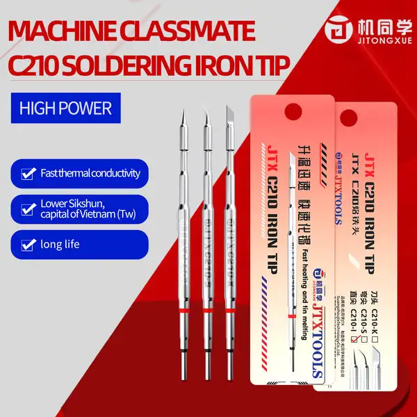 JTX C210 Series High Precision Soldering Iron Tip 0.1mm for Phone SMD Repair Micro Soldering Rapid Heating Iron Tips