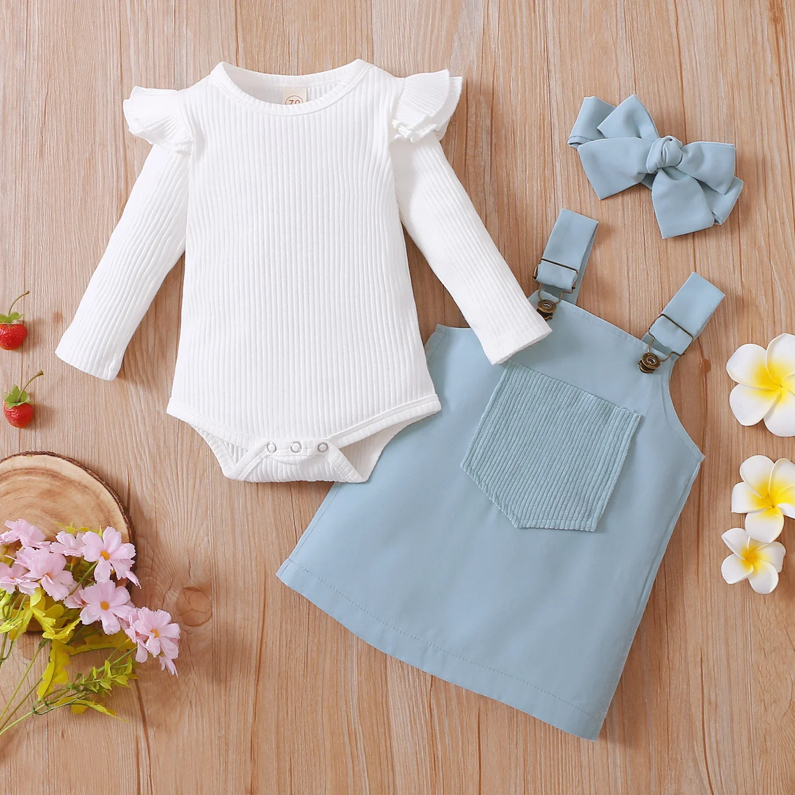 Outfitset voor babymeisjes: romper + jarretelrokje + hoofddeksel - 3-delige schattige set voor kleine prinses