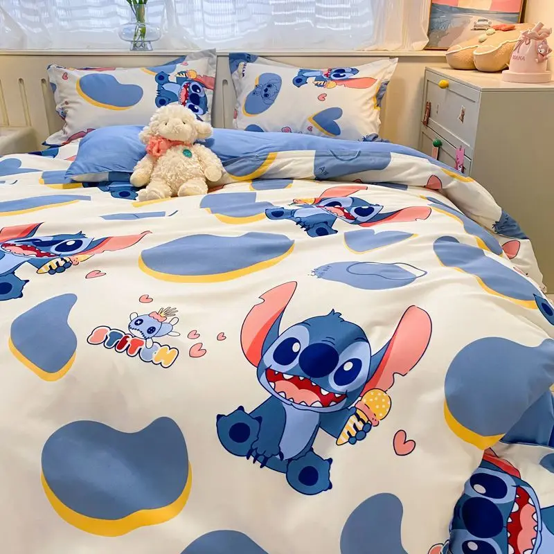 Cartoon kawaii stitch Lotso printed bedding girly heart Disney sheets quilt cover student dormitory four-piece set wholesale