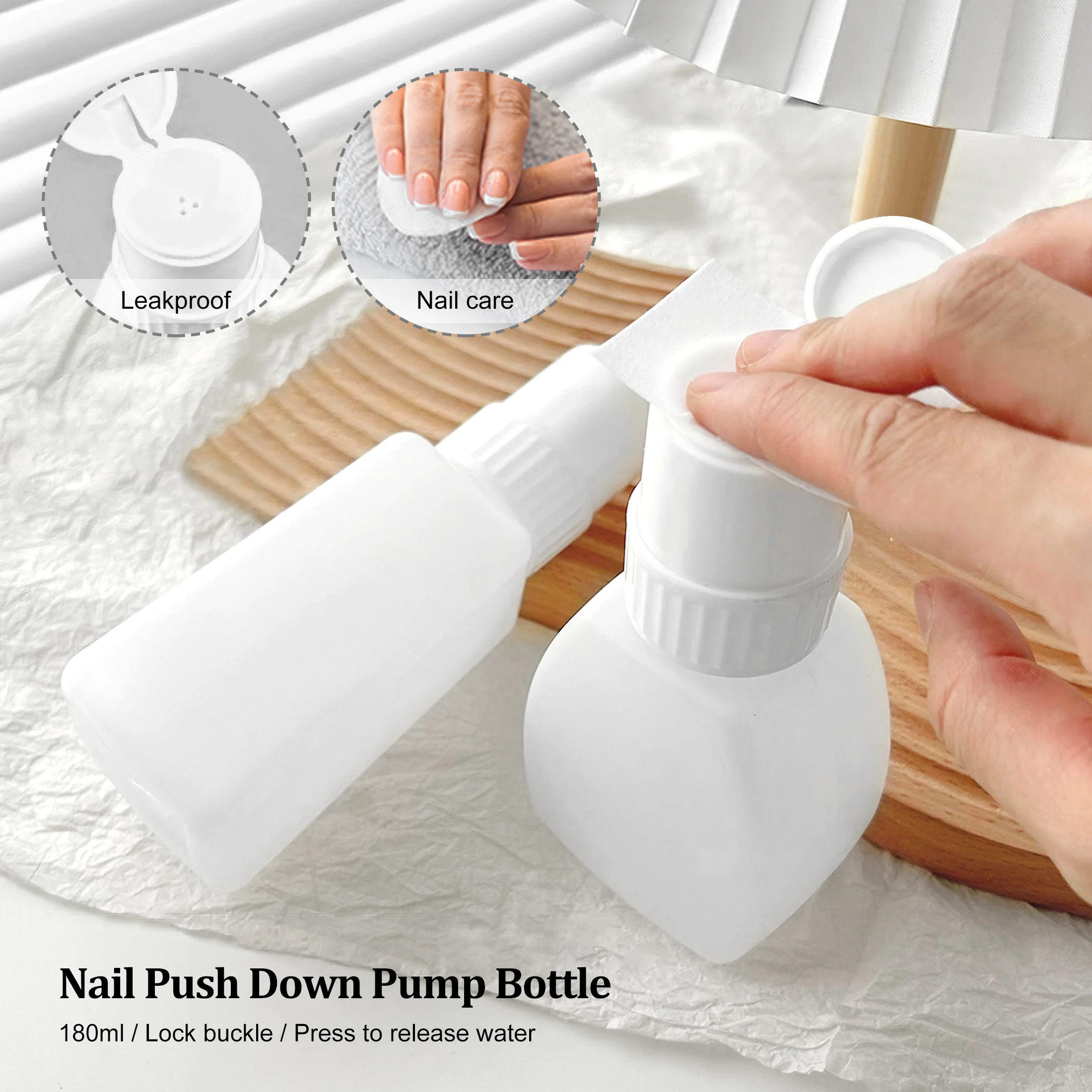 180ml Nail Art Polish Remover Tools Makeup Bottle Manicure Tools Nail Art Pump Dispenser Empty Press Bottle With Lock Buckle