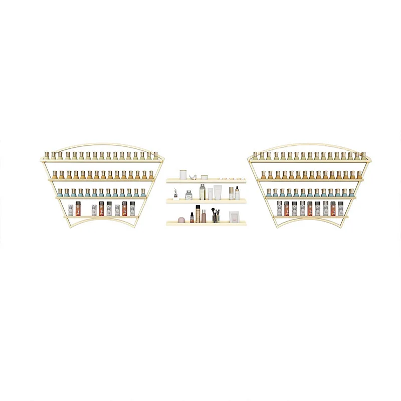 

Nail salon display shelves wall hanging placement