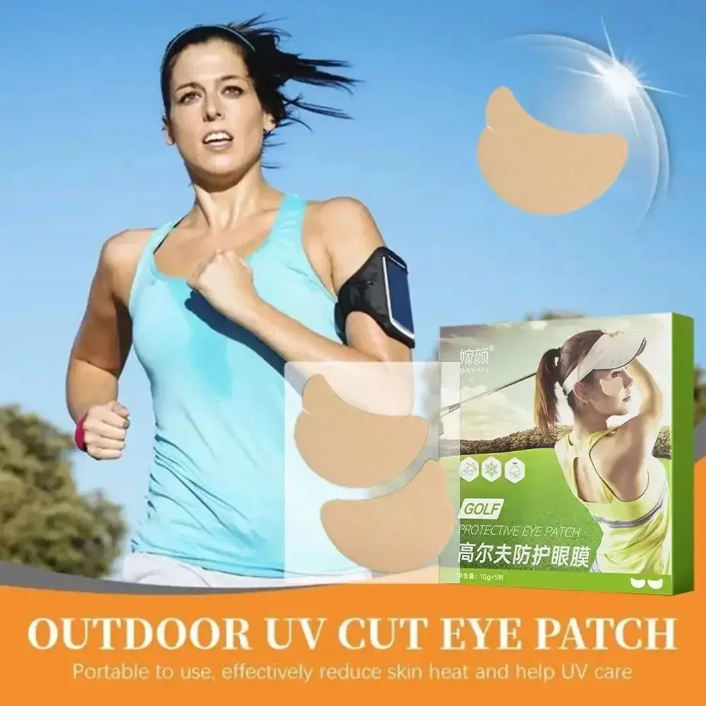 5 pares de parches faciales UV de protección solar para Golf, Gel bloqueador solar, parches solares hidratantes, pegatinas UV para ojos de gelatina fresca, máscara para ojos