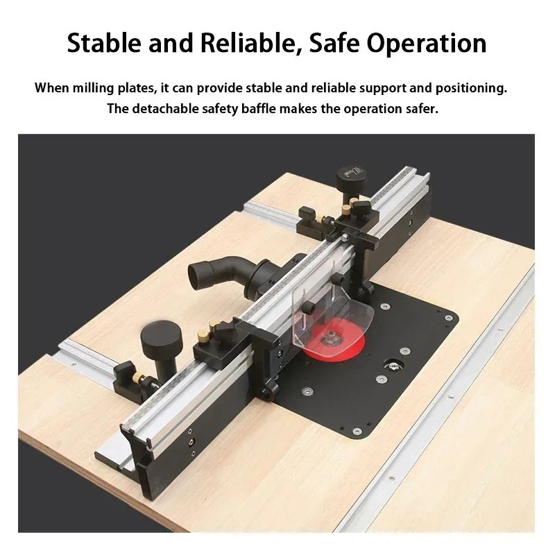 

300mm T-track Sliding Brackets Router Fence 700mm Woodworking Table Aluminium Alloy Profile Fence with Bit Guard Engraving DIY