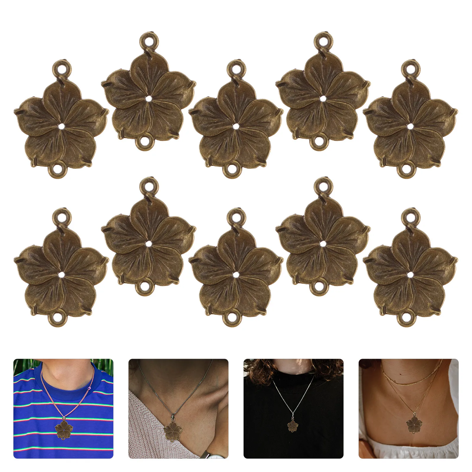 

50Pcs Vintage Flower Jewelry Connectors Alloy DIY Charms Necklace Bracelet Making Pendants Decorative Accessories