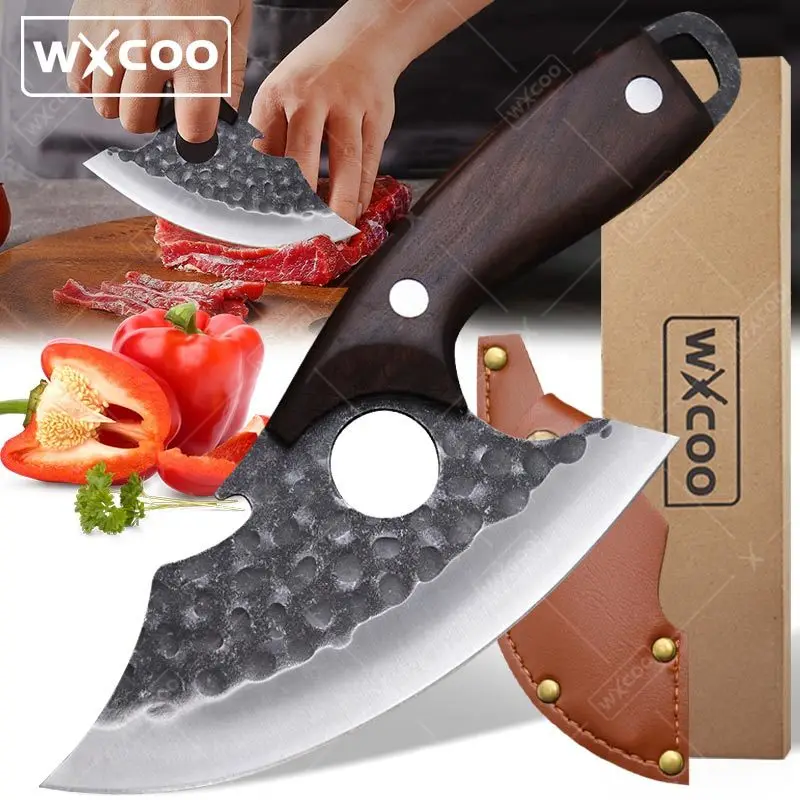 

WXCOO Multifunctional Cutter Knife Kitchen Knives Hand Forged Knives Slicing Meat Knife Chef Cleaver Kitchen Bone Butcher Fruit