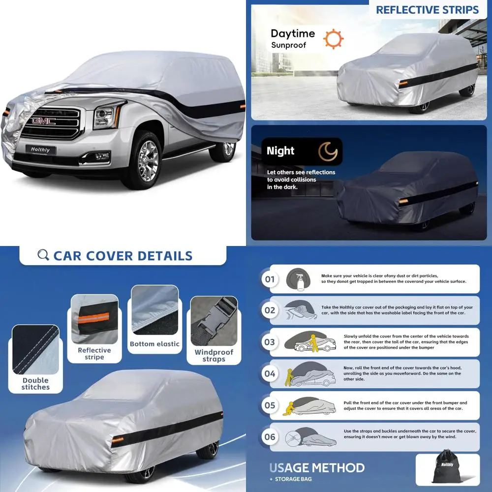 

Waterproof SUV Car Cover Custom Fit for 2006-2024 GMC Yukon - All Weather Protection for Outdoor Use Against Rain and Sun