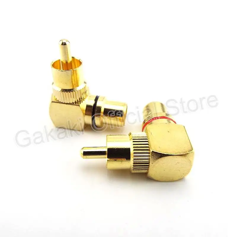 4pcs RCA Right Angle Male To Female Connector 90 Degree Plug Adapters L type F to M Audio Connectors Brass Gold Plated