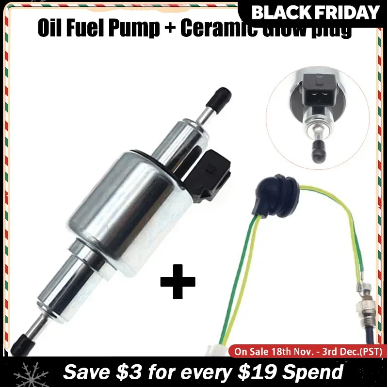 12V / 24V Air Diesel Parking Heater Oil Fuel Pump + Ceramic Glow Plug Pulse Oil Pump Set For Webasto Eberspacher 1KW -5KW