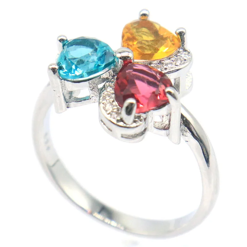 Buy 5 Get 1 Free 15x15mm Gorgeous Multi Color Violet Tanzanite Pink Morganite Women Silver Rings