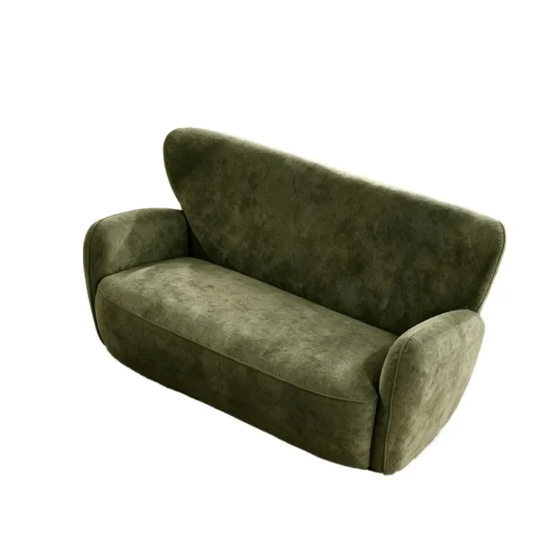 Italian Style Curved Fabric Sofa Light Luxury Wrap Design Compact Leisure Couch for Small Apartment Living Room BnB Decor
