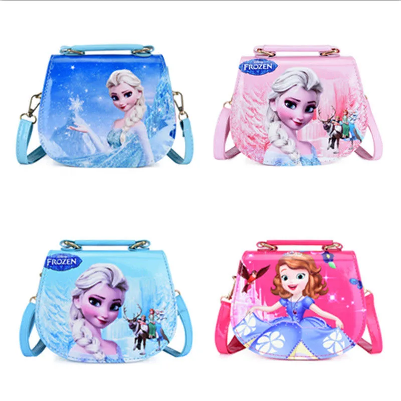 Disney Kindergarten Mädchen Gefrorene Prinzessin Schulter Tasche PU Kinder cartoon Elsa Handtaschen Reise Steckdose Crossbody-tasche