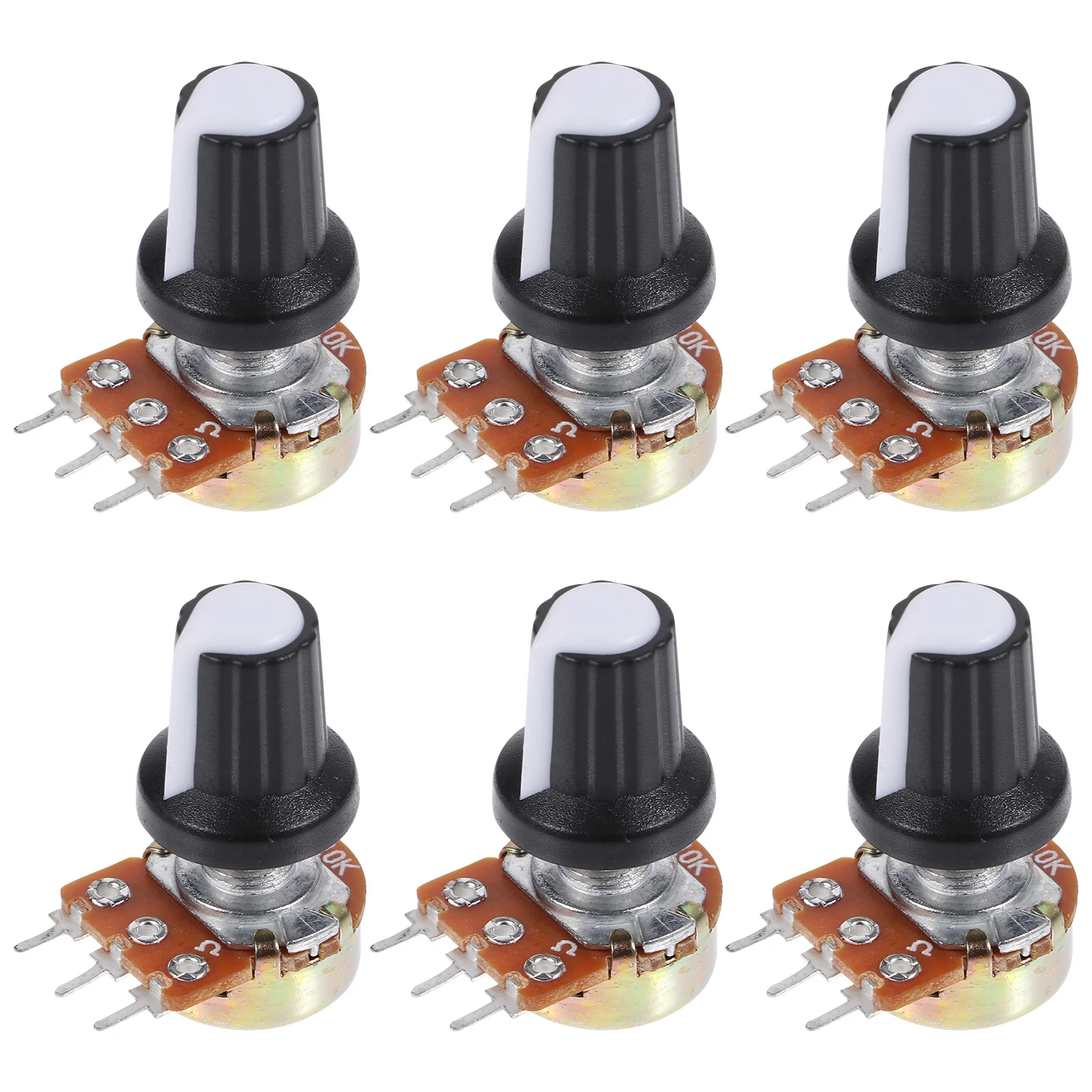 

10pcs Ohm Potentiometer With Knob Linear Taper Rotary Encoder Small Size Industrial Control System Use Shaft Potentiometer