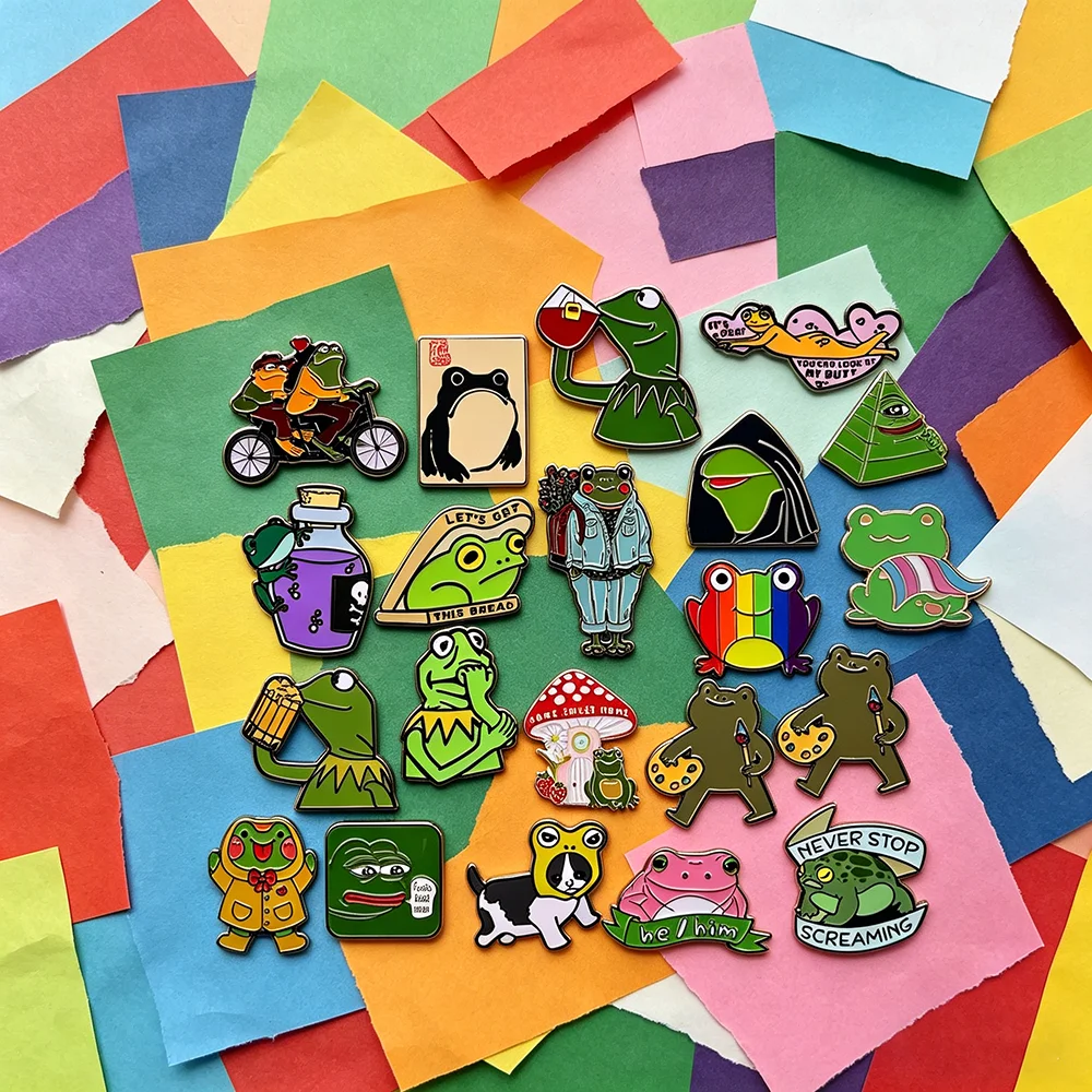 Cute Cartoon Frog Enamel Pins Adorable Animal Brooches School Bag Pins Children'S Day Jewelry Gifts – Wholesale