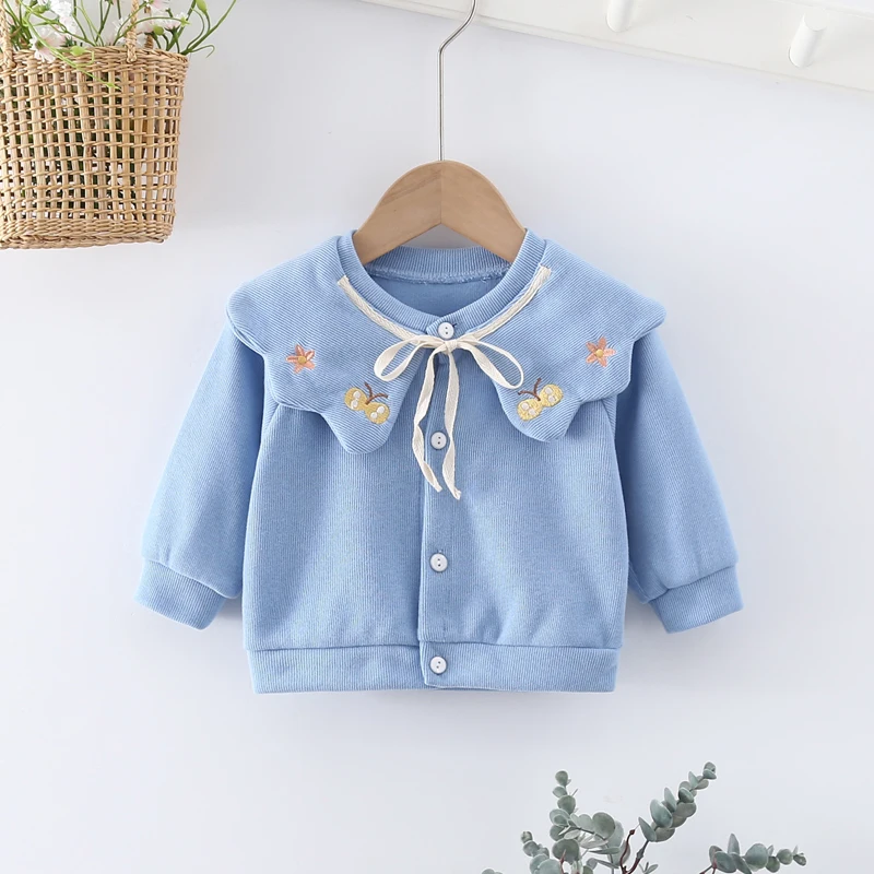

Милая куртка с вышивкой и цветами для новорожденных, весенне-осенний кардиган с длинными рукавами для девочек, милая одежда для младенцев