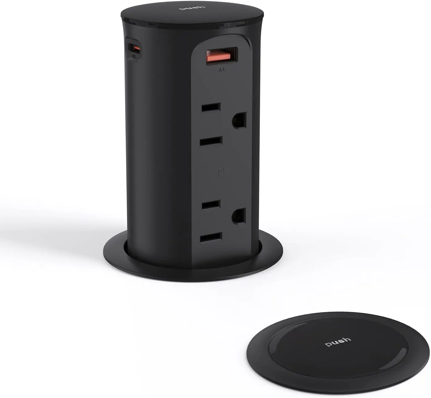 Pop up Outlet for Countertop with USB C 2.5in Hole Desktop Power Grommet 4 Outlets 4 USB Ports,15A Tamper Resistant