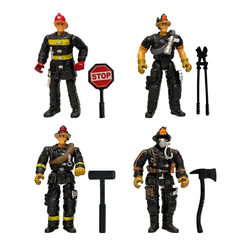 4Pcs 4 inch Fireman Special Forces Soldiers Police Action Figures Playset Realistic Military Soldier Modle For Kids Boys Gifts