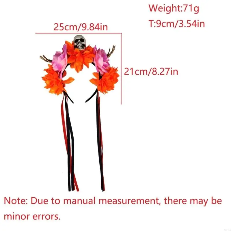 2025 Nuovo cranio colorato Halloween con le mani del teschio e i fiori design unisex elastico