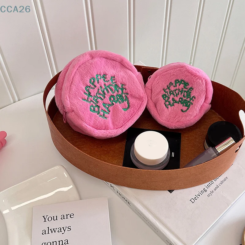 

Ins Style Minimalist Plush Storage Bag Earphone Cord Storage Bag Kawaii Spot Plush Harries Portable Purse Coin Pouch Cake Bag
