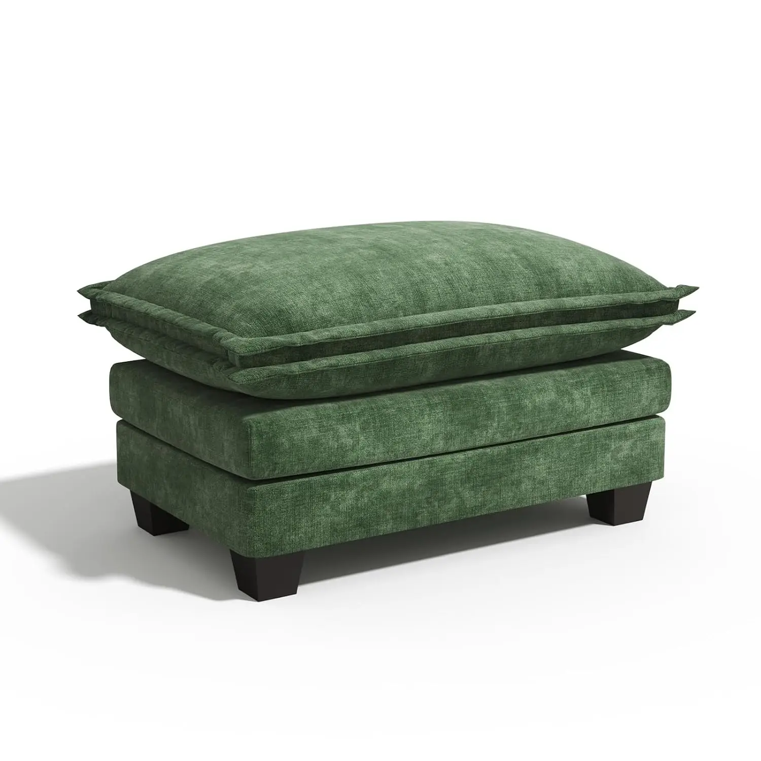 Chenille Rectangular Pouf Ottoman Foot Rest Set of 2 34