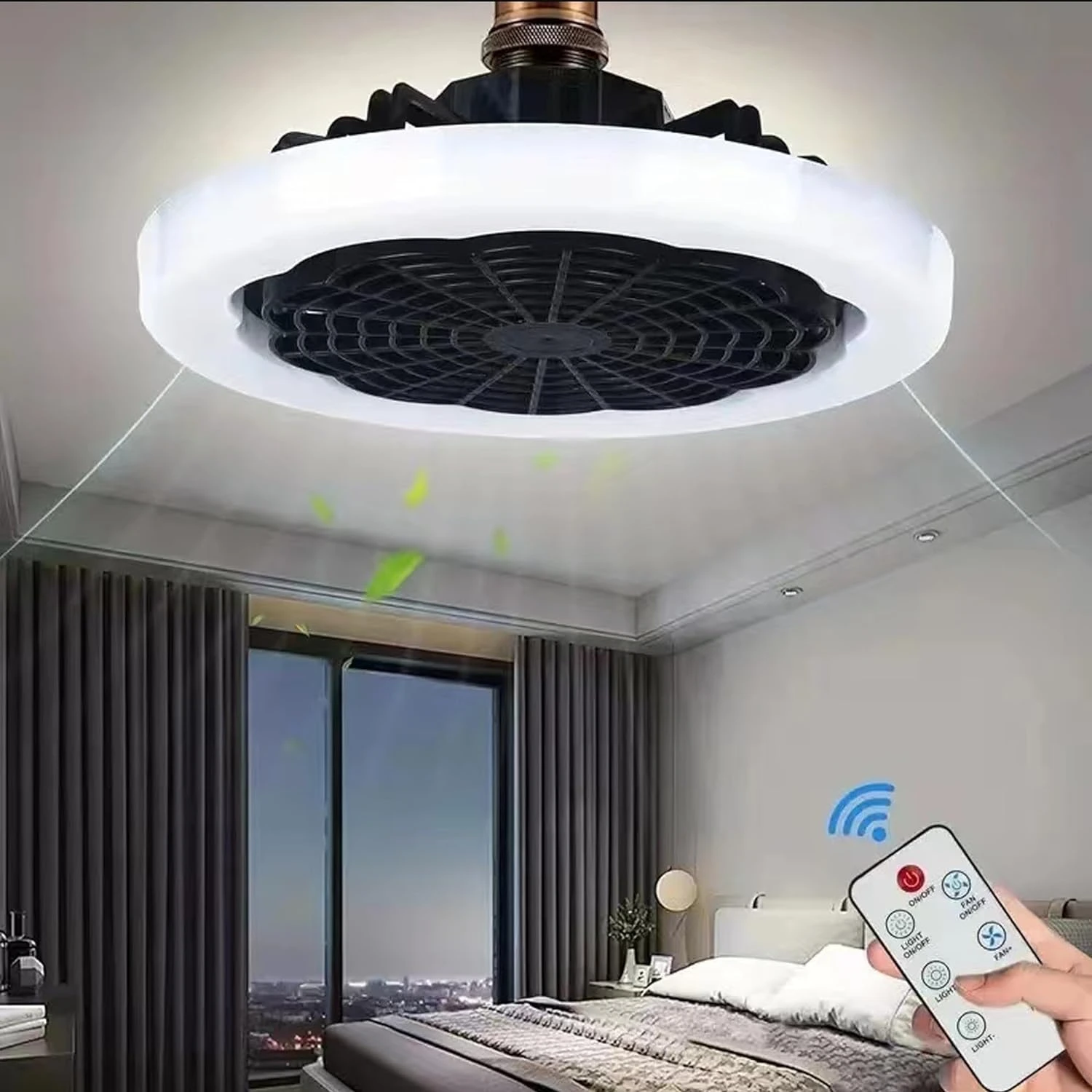 

Colorful Ceiling Fan Light Remote Control 20.5" E26/E27 Base Socket - Includes Screws - Stylish Fixture - Easy Installation - Pe