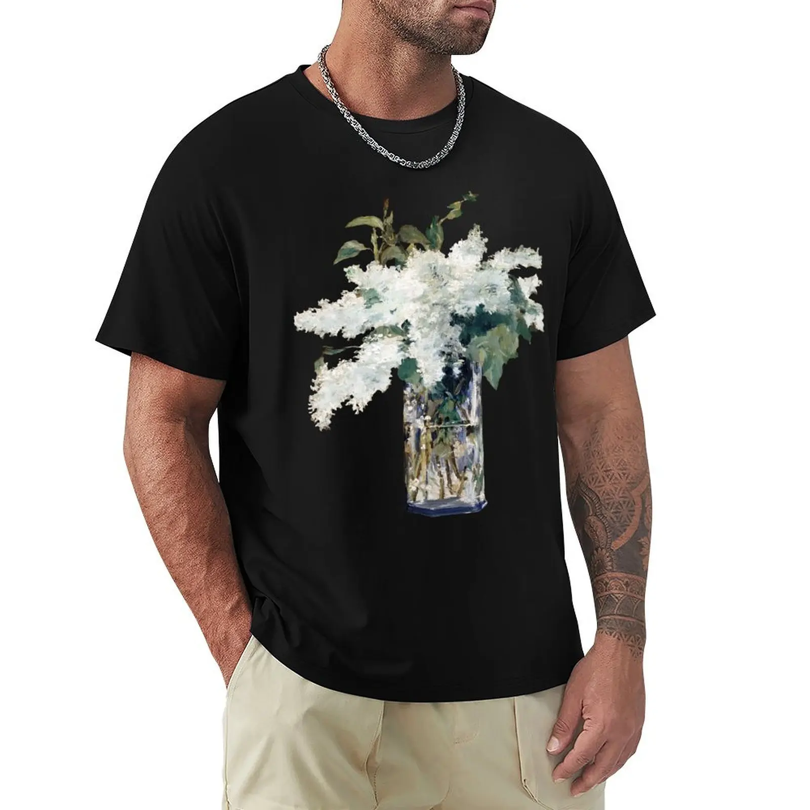 édouard Manet - White Lilacs in a Glass Vase T-Shirt Plus Size Gym Sports T-Shirt