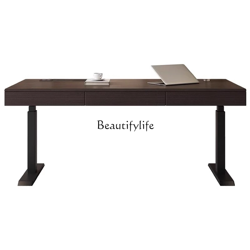 

Italian minimalist intelligent electric lifting desk modern simple dual motor solid wood desk