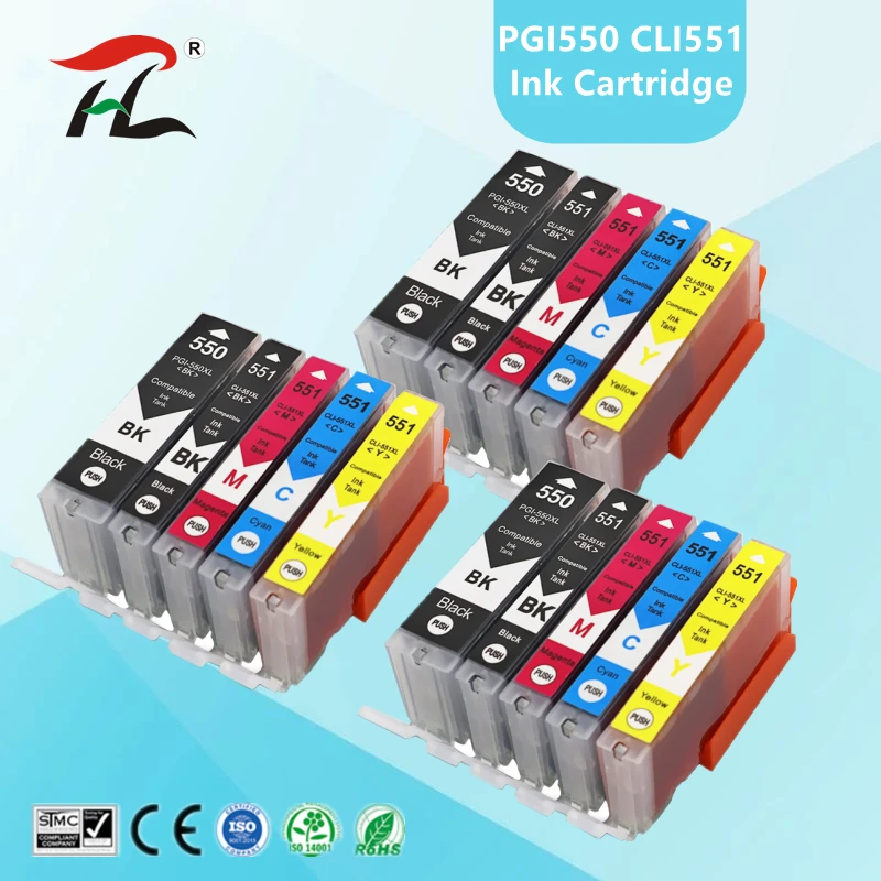 Compatible PGI 550XL pgi 550 pgi-550 cli-551 XL ink cartridge PGI550 CLI551 for Canon PIXMA IP7250 MG5450 MX925 MG5550 6450 5650