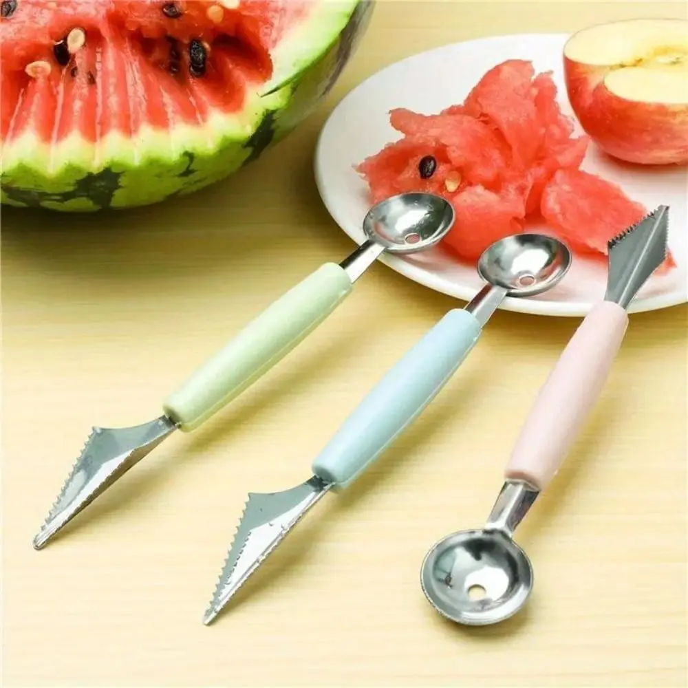 2024 Stainless Steel Double Ended Fruit Shaver Reusable Carved Kitchen Utensil Mini Multicolor Fruit Ball Digger