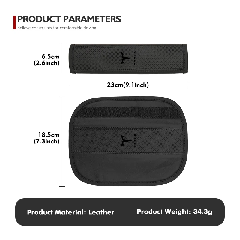 Leather Car Seat Belt Shoulder Protector Pad Auto Accessories For Tesla Model 3 Y S X Roadster Bonina Coil