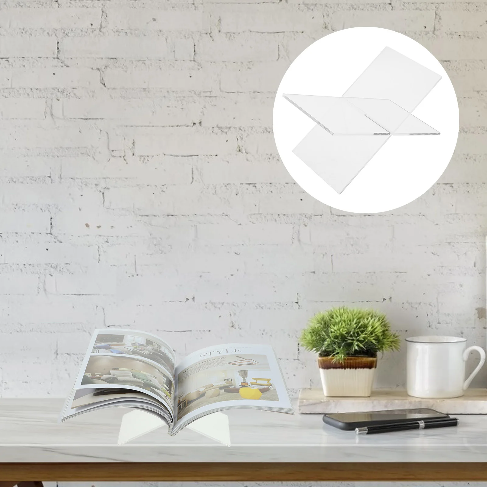 

1pcs Acrylic Book Holder Stand Desktop Organizer For Books Magazines Recipes Display Storage Holder Study Office Home Decor