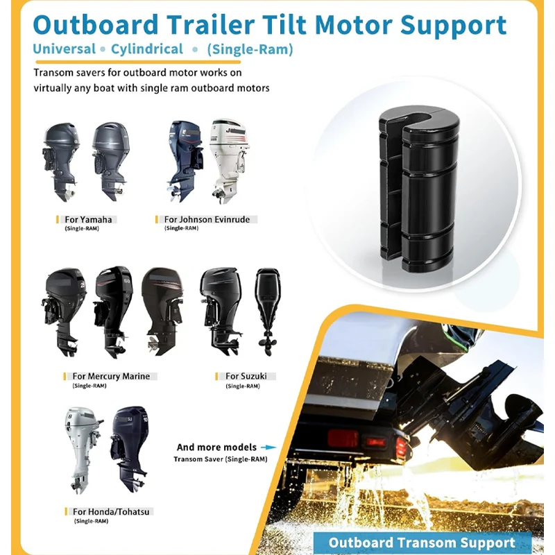 Motor Support for Outboard, Fits Single Ram Tilt/Trim Outboard, Universal  Transom Saver for Yamaha, for Honda, and for Suzuki