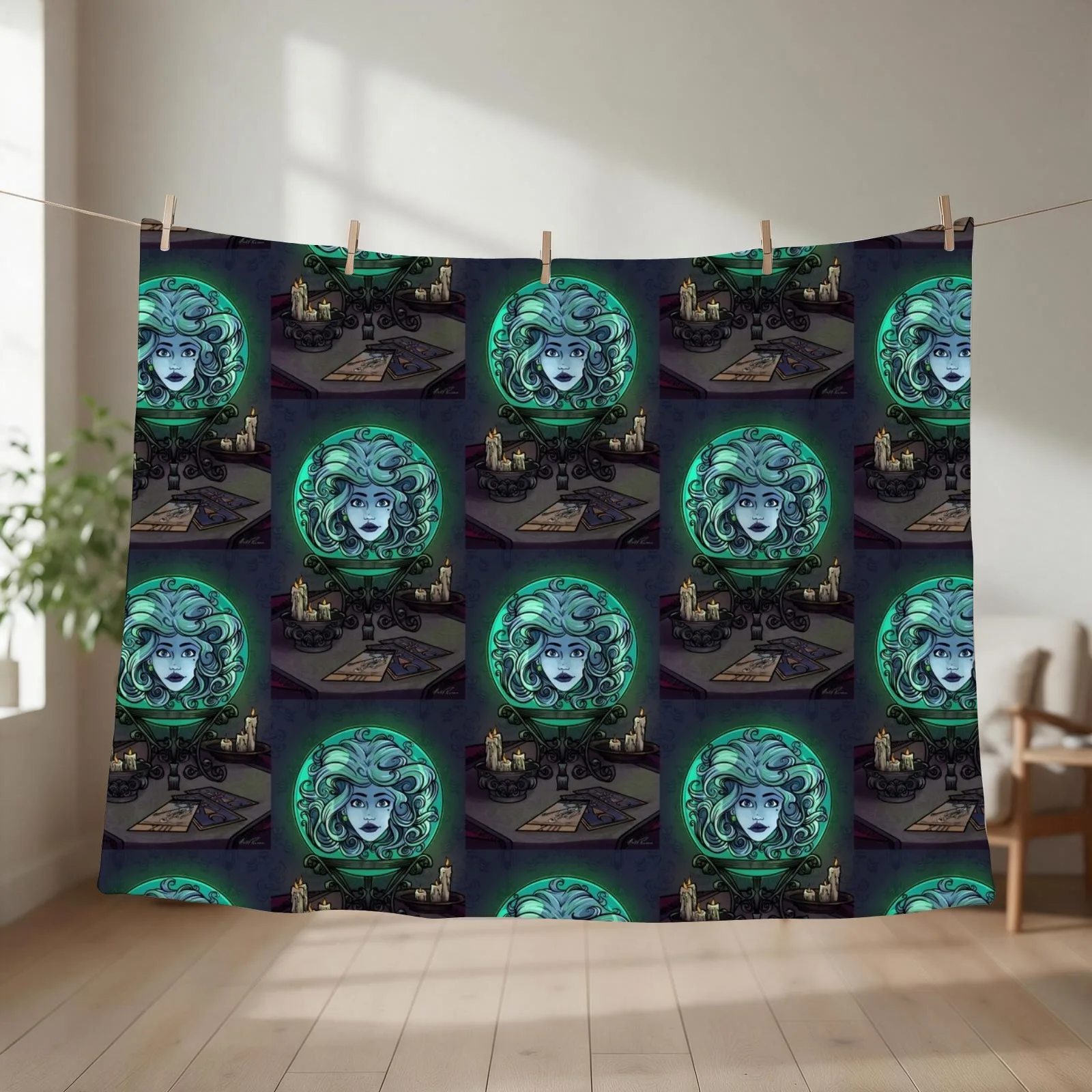 Madame Leota Throw Blanket couch cozy soft plush fuzzy picnic outdoor blanket