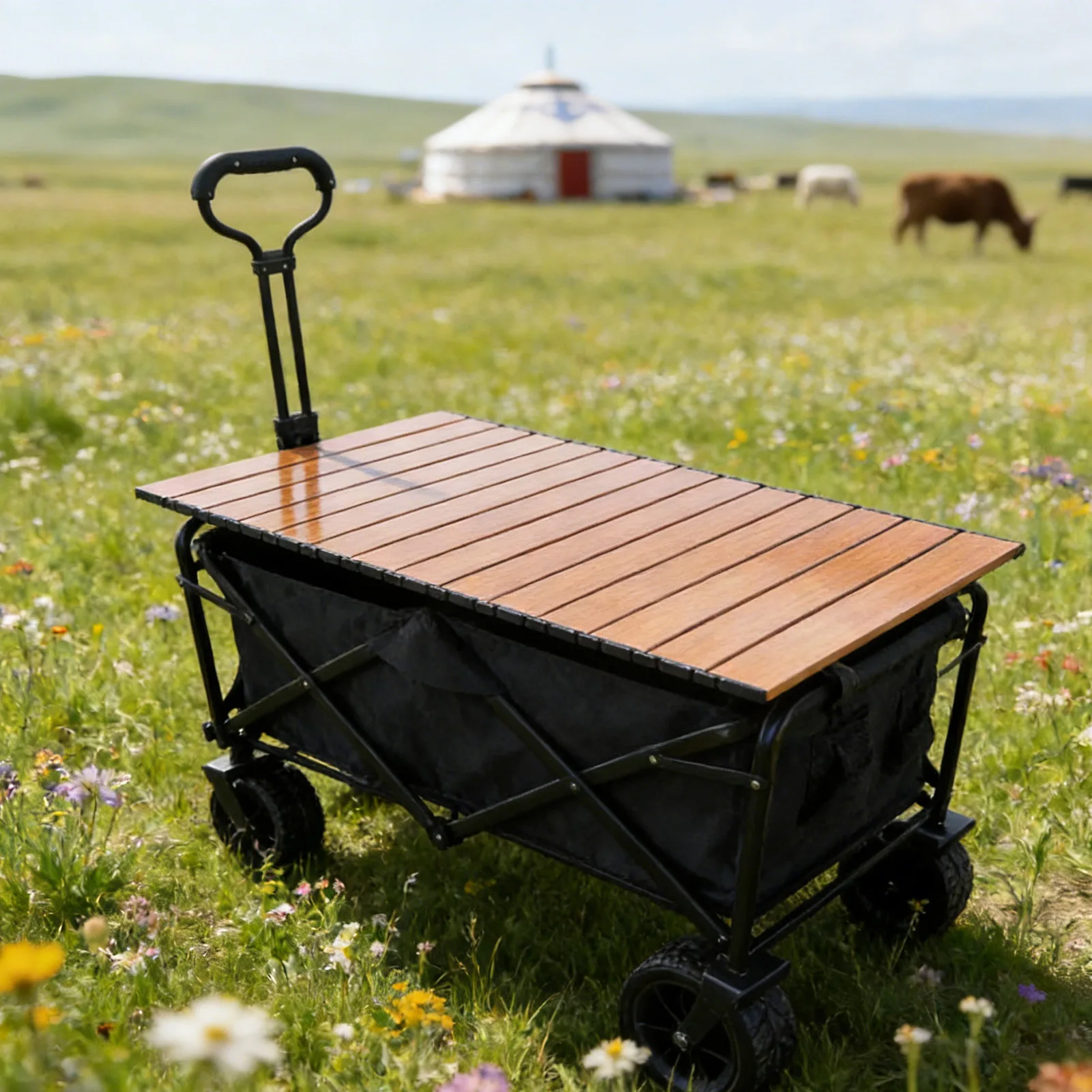 

1 шт. Складной стол-тележка для пикника и кемпинга, прочный, из алюминиевого сплава, для уличного использования, практичные аксессуары