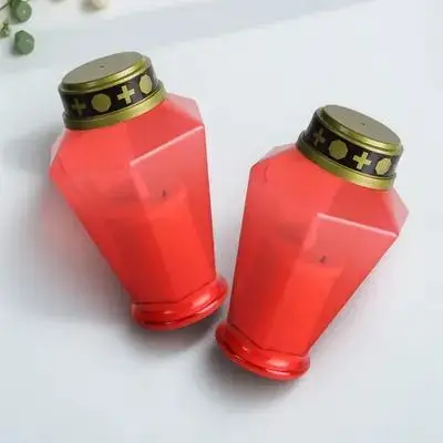 

2pcs LED Cemetery Light Electric Tea Lights Religious Candles Prayer Lamps Operated Outdoor Solar Lighting Fake